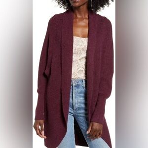 Leith Knit Slouchy Sweater Sz XS Dolman Sleeve Open Concept Longline Cardigan